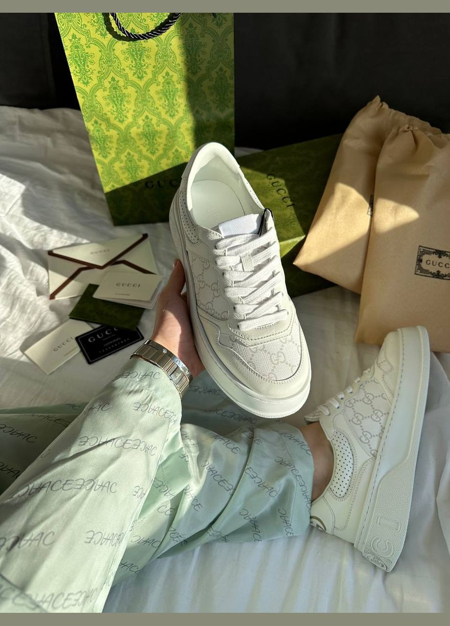 Белые всесезонные кроссовки Vakko Gucci GG Sneakers White