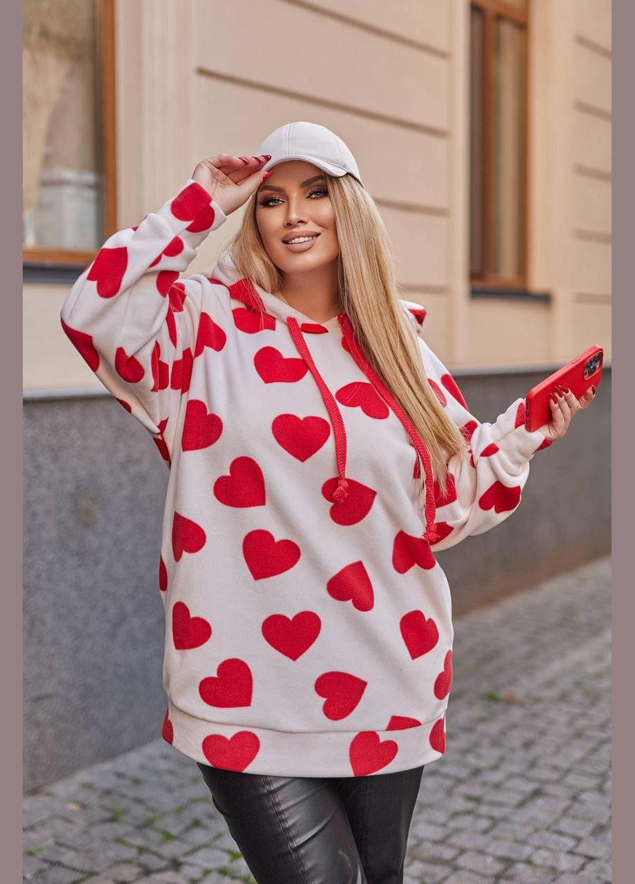 Жіноче худі оверсайз принт червоне серце New Trend (304990728)