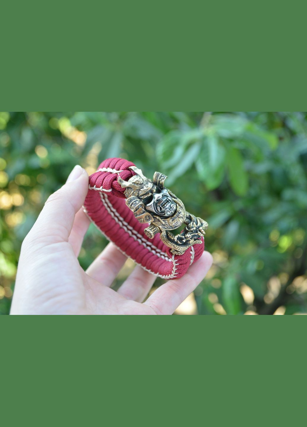 Браслет із Самураєм із латуні та з маскою з меляріа плетіння Змійка з обплетенням під замовлення + брелок у подарунок No Brand (341738805)