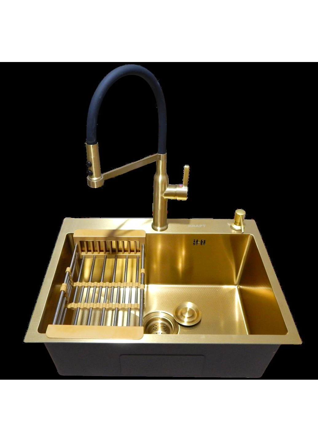 Комплект кухонной мойки NANO GOLD PVD HS60*45 (3.0/1.0 мм) декор Kraft (389167182)