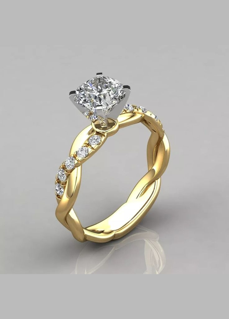 Класична каблучка жіноча з великим білим каменем заручини або весілля золотиста р 18 Fashion Jewelry (289717563)