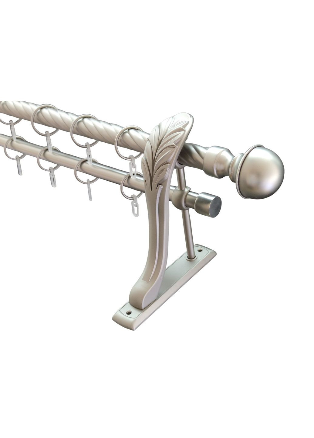 Карниз для штор Бостон металлический двухрядный ретро витая труба кольцо металлическое Сатин 25\19 мм 200см ORVIT (299335067)