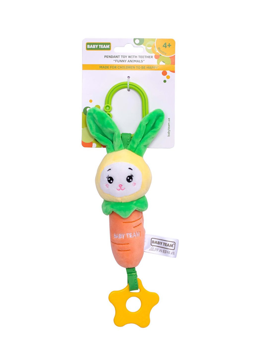 Іграшка-підвіска з прорізувачем "Веселі тваринки" колір різнокольоровий ЦБ-00250092 Baby Team (292706599)