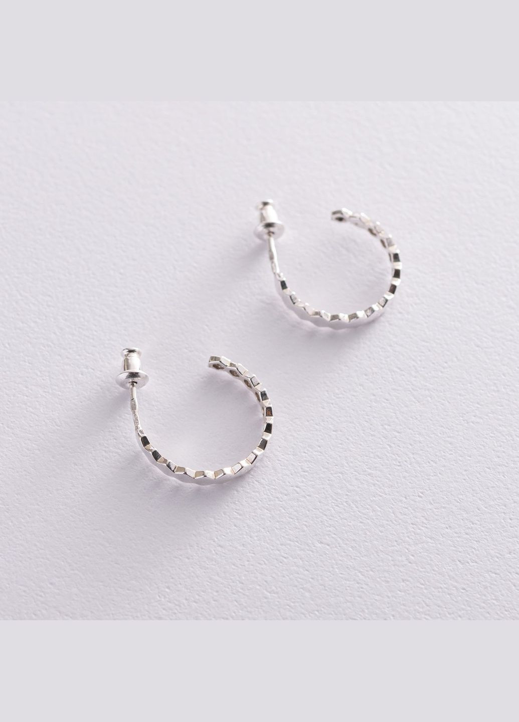 Сережки - пусети Грані в сріблі 122924 Oniks (264022440)