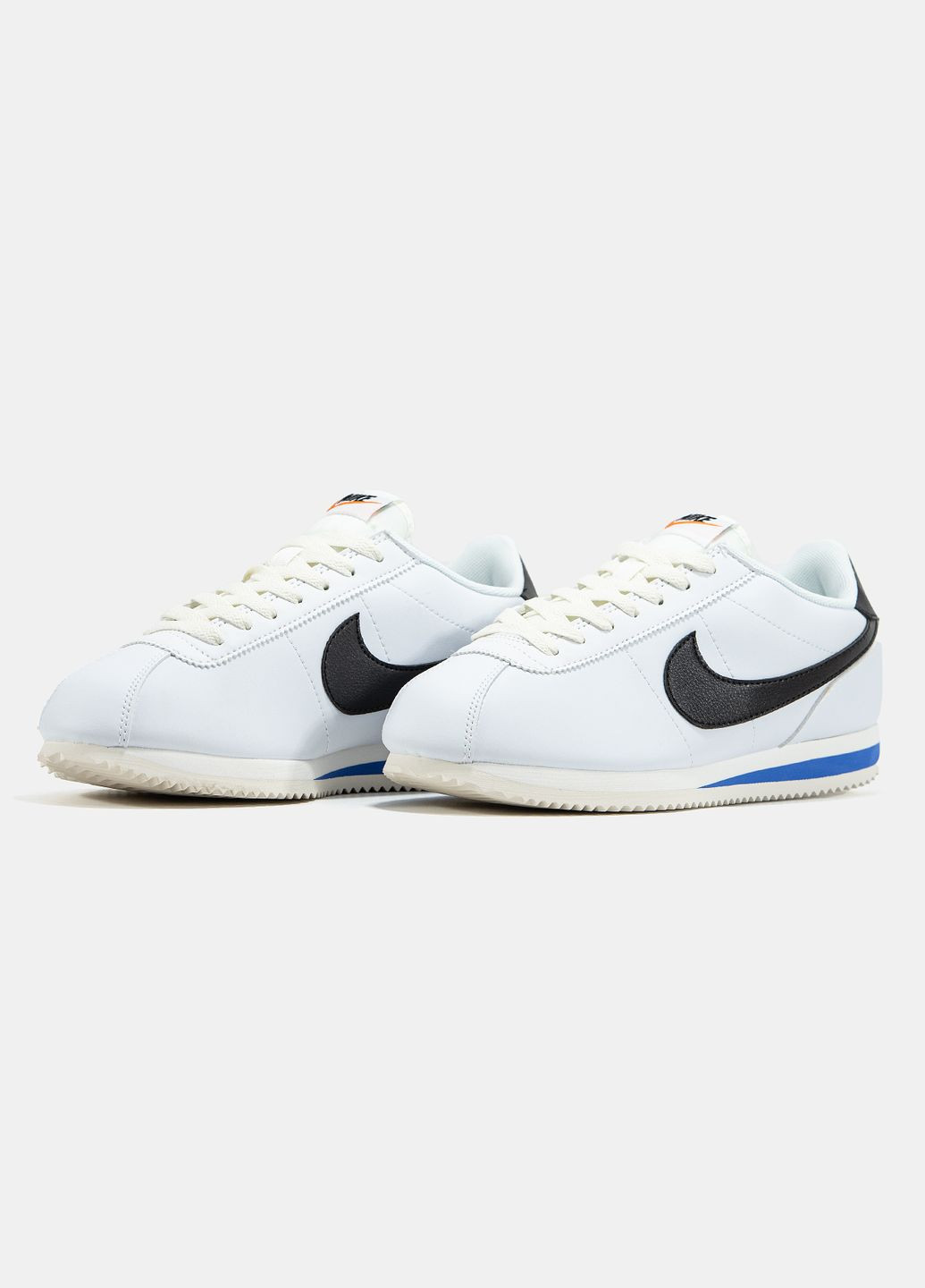 Белые демисезонные кроссовки мужские nike cortez white black blue | найк кортез белые No Brand