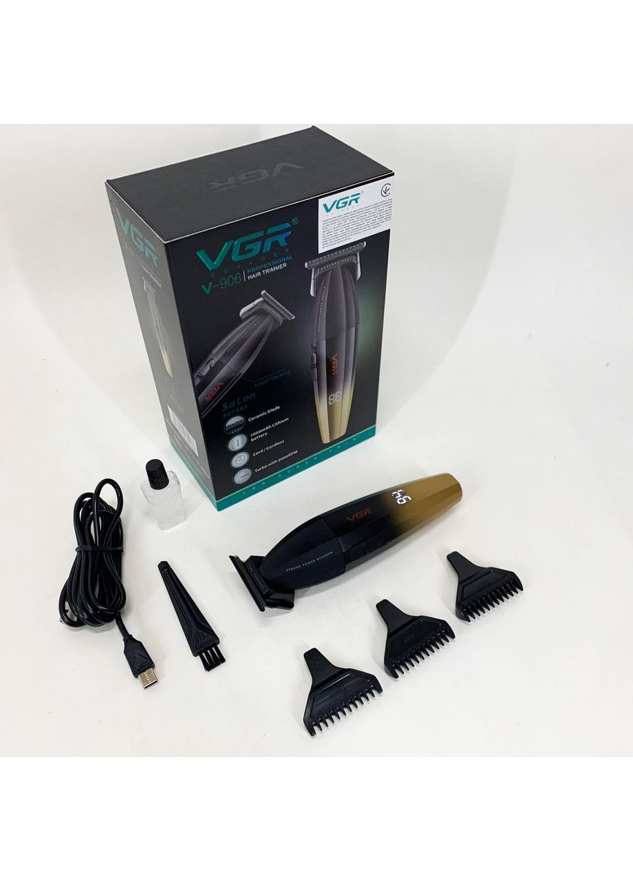 Машинка для стрижки волосся V-906 тример для окантовки та стрижки бороди. Колір: жовтий VGR (364664558)