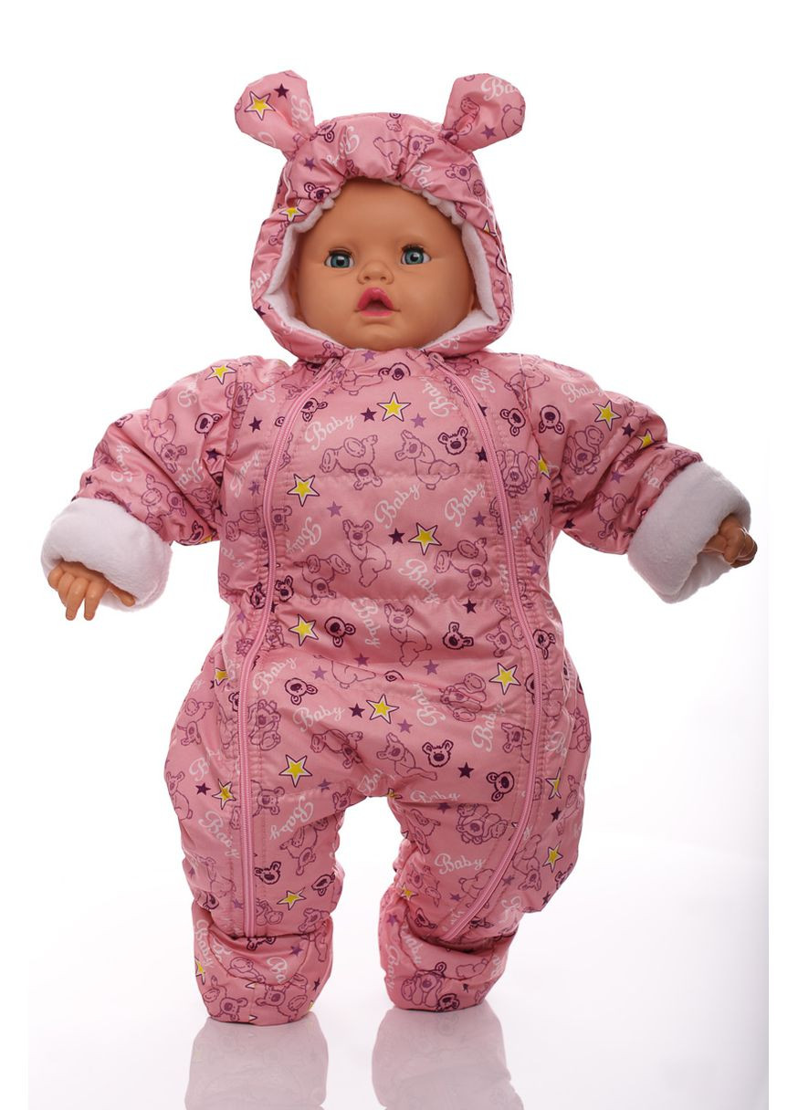 Человечек на флисе для девочки звездочка с принтом мишка baby розовый 80 см (45047) BABYKROHA (297198001)