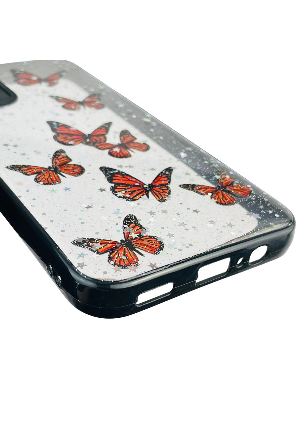 Чохол для Galaxy A14 5G (SM-A146) з блискітками з метеликами на самсунг а14 5г чорний Samsung (366390144)