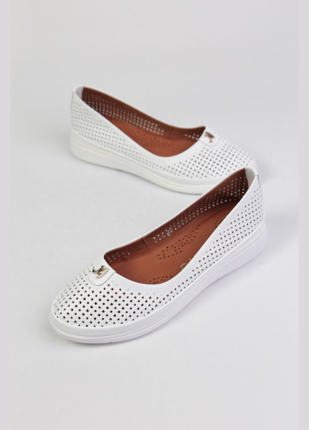 Женские балетки Benito | белые однотонные натуральная кожа (335007186)