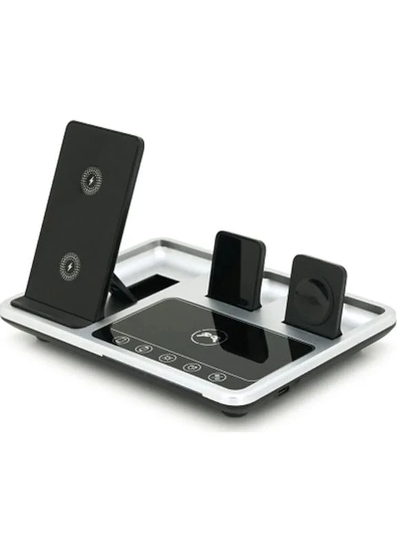 Зарядное устройство 4-в-1 Wireless Charging Station Smartphone + Watch + Earbuds black silver (BZ/R-11) Voltronic (399562030)