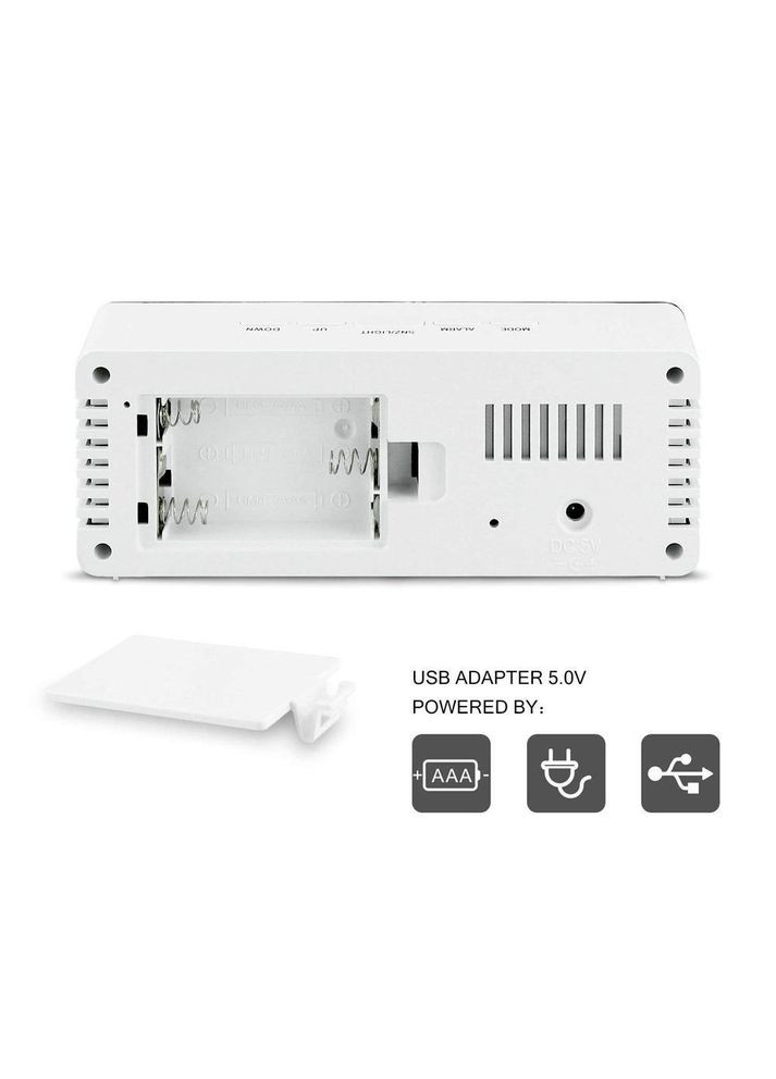 Годинник електронний настільний дзеркальний цифровий Premium з LED підсвічуванням (білий), будильник Losso (322776837)