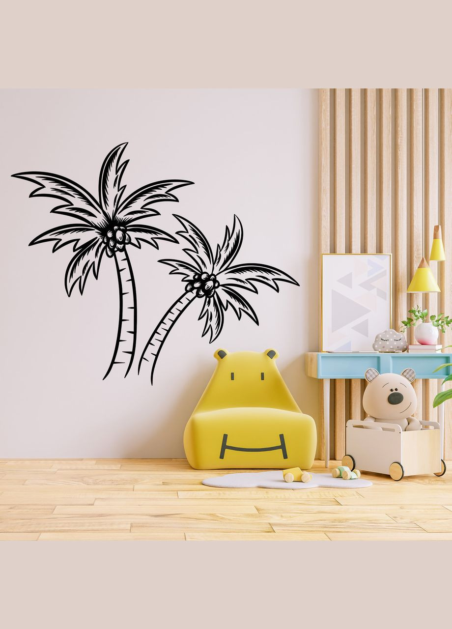 Вінілова інтер'єрна на стіну та шпалери (скло, меблі, дзеркало, метал) "Пальми з кокосами" з Кавун наклейка (316189915)
