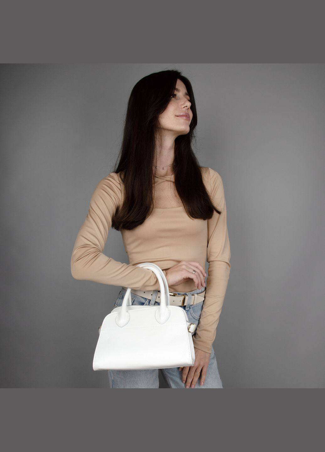 Сумка жіноча шкіряна 03840_s з 2 ручками біла Virginia Conti (327666113)