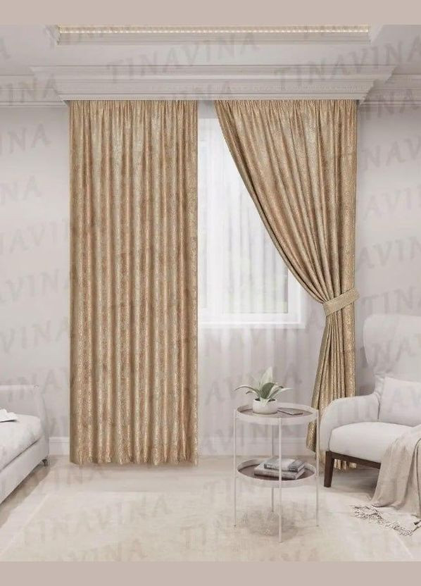 Набор шторы для спальни мраморные жаккард 300x270 см (Е101101B-32) No Brand (306633821)