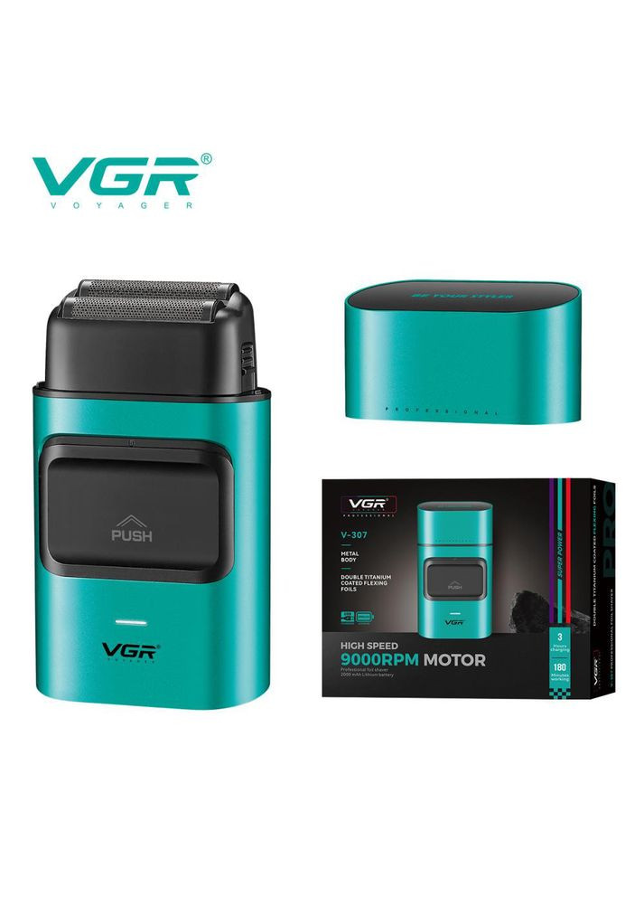 Электробритва-шейвер для бороды и лица V-307 GREEN AT-904 металлический корпус VGR (366238779)