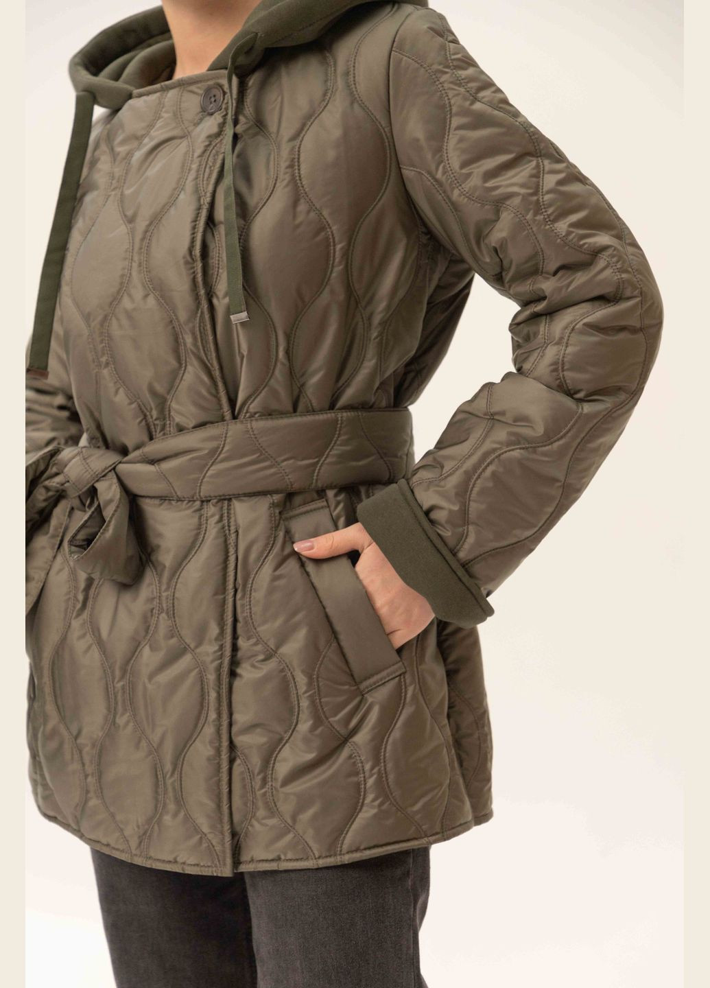 Оливковая (хаки) демисезонная куртка хаки демисезон повседневный Alberto Bini