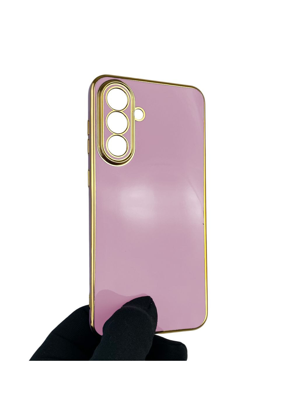 Чохол для Galaxy A36 5G (SM-A366U) глянцевий із захистом камери із золотою окантовкою на самсунг а36 5г чорничний gs1 Samsung (366230885)