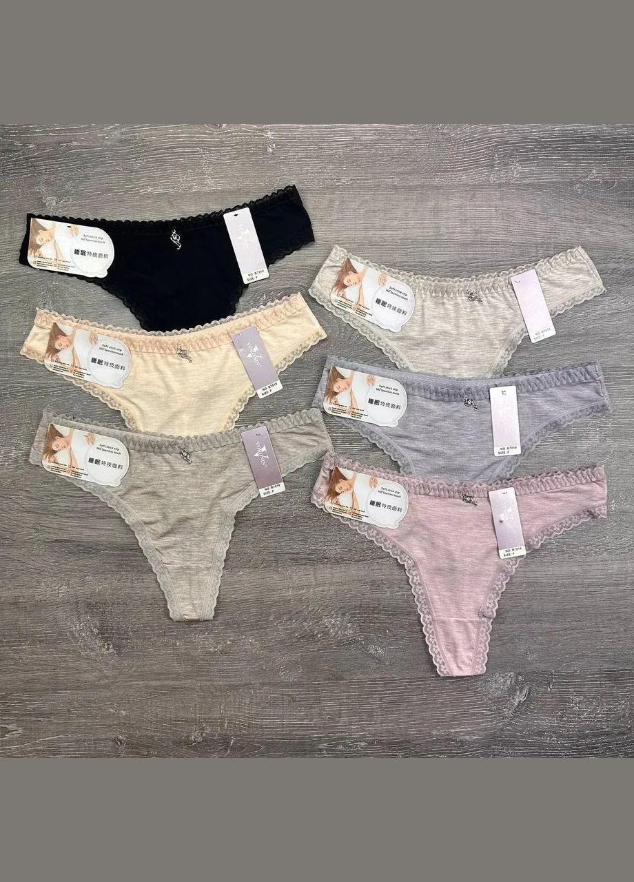 Набір жіночих трусиків з рюшами 6 шт No Brand Стрінги (325419110)