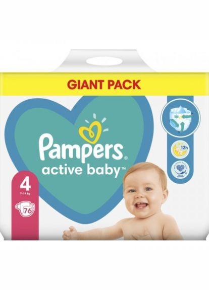 Підгузки Pampers active baby maxi розмір 4 (9-14 кг) 76 шт (268144759)