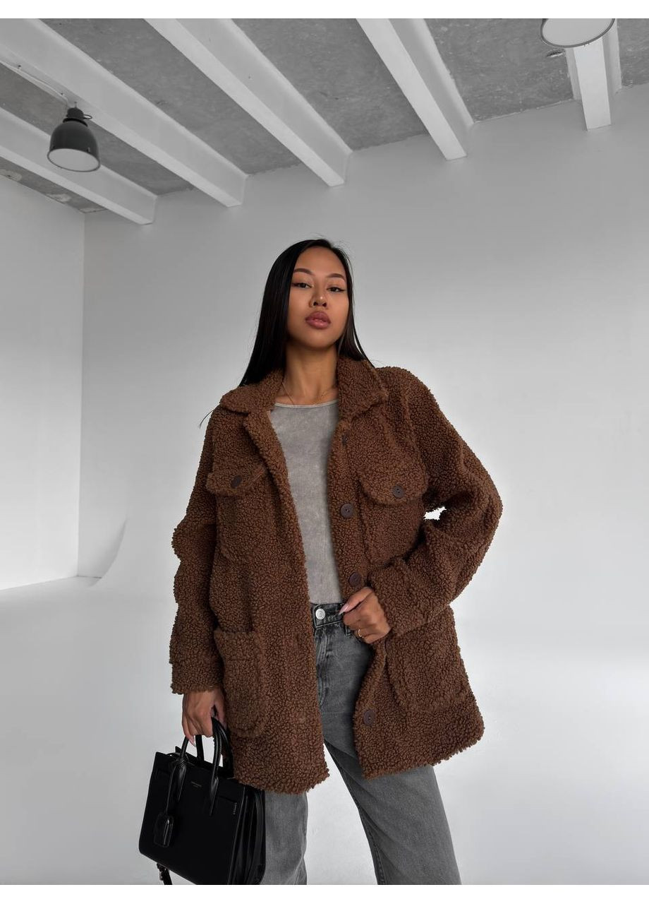 Коричневая рубашка Україна с длинным рукавом