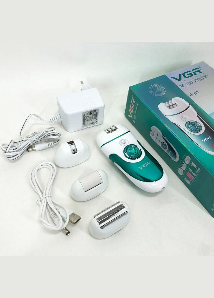 Эпилятор V-700 Женский беспроводной с подсветкой для ног и зоны бикини, пемза, электробритва для ног VGR (364664270)