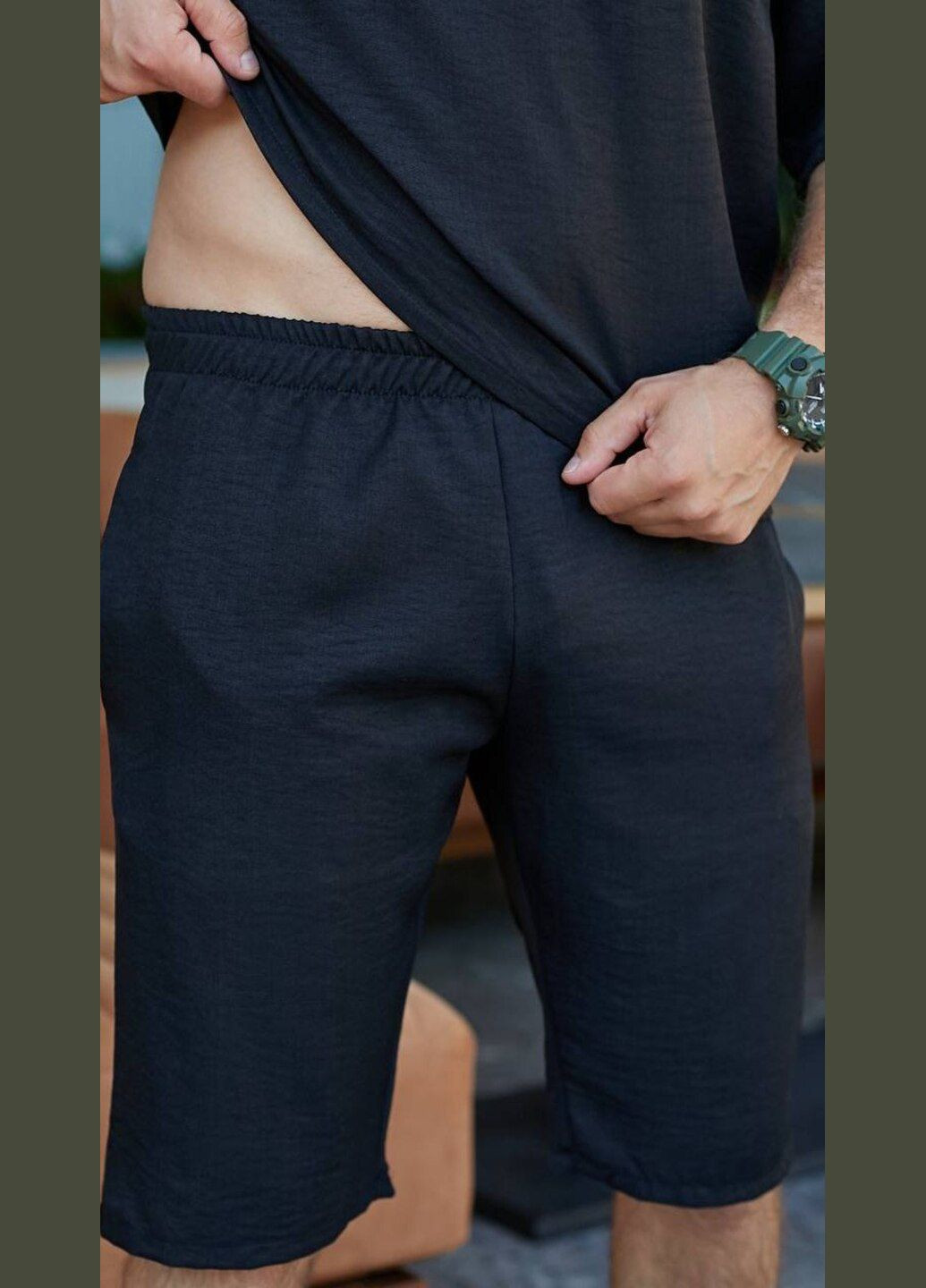 Чорний літній костюм чоловічий No Brand