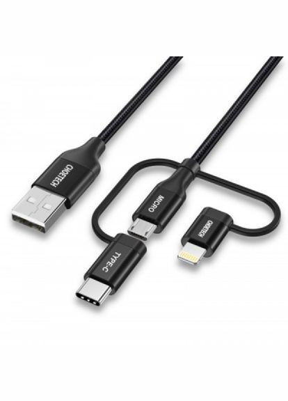 Дата кабель USB 2.0 AM to Lightning + Micro 5P + TypeC 1.2m MFI (IP0030-BK) CHOETECH usb 2.0 am to lightning + micro 5p + type-c 1.2m m (287338605)