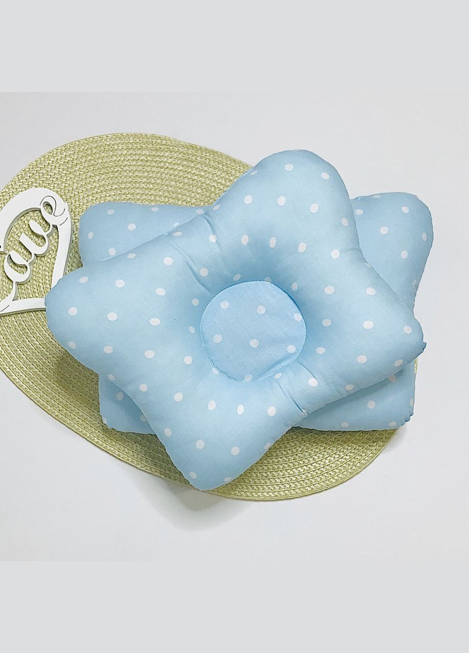 Подушка детская ортопедическая Бабочка большая Голубой горошек бязь 32x22 см Penetka (323210818)