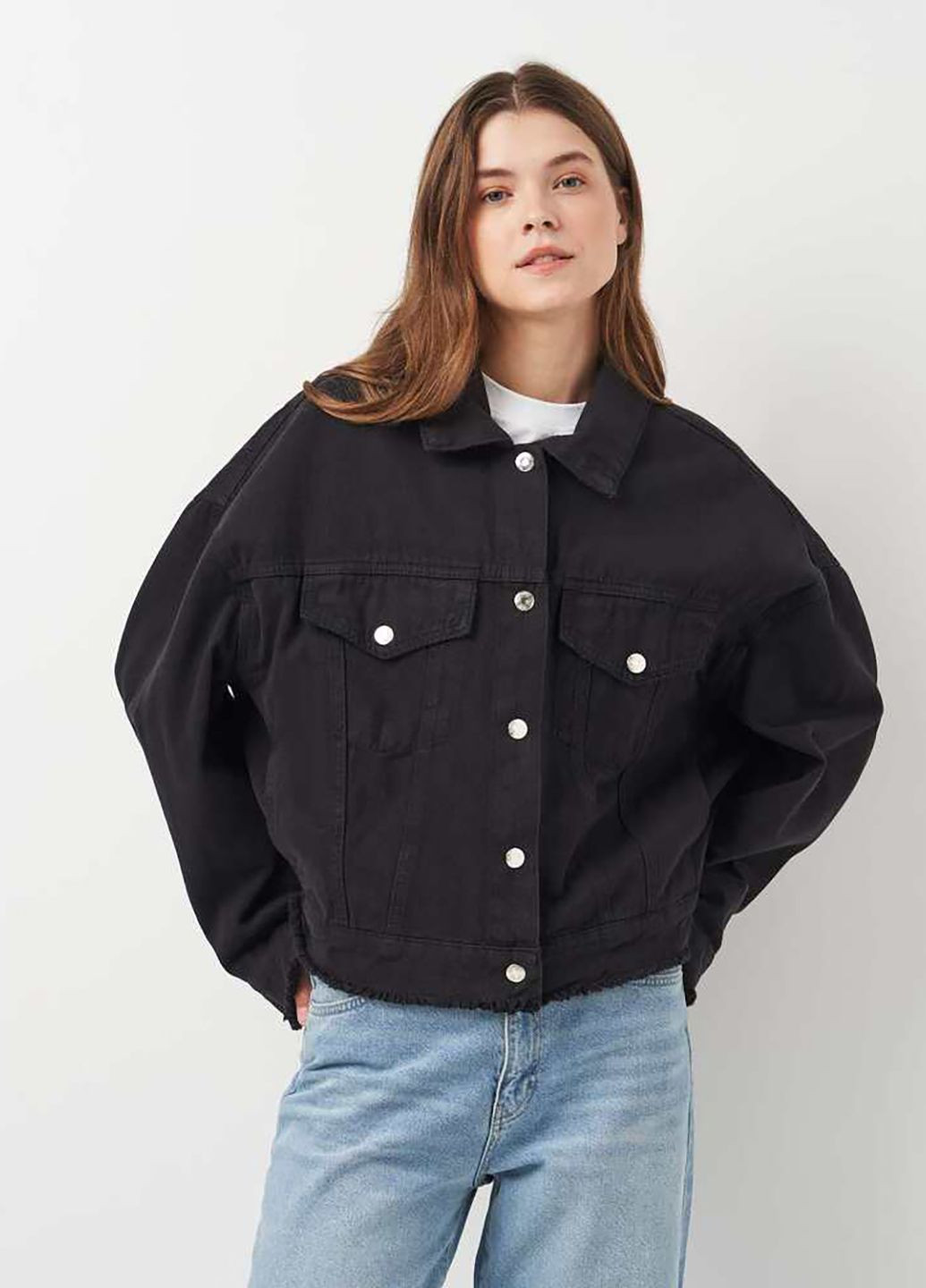 Черная демисезонная куртка джинсовая Veto jeans