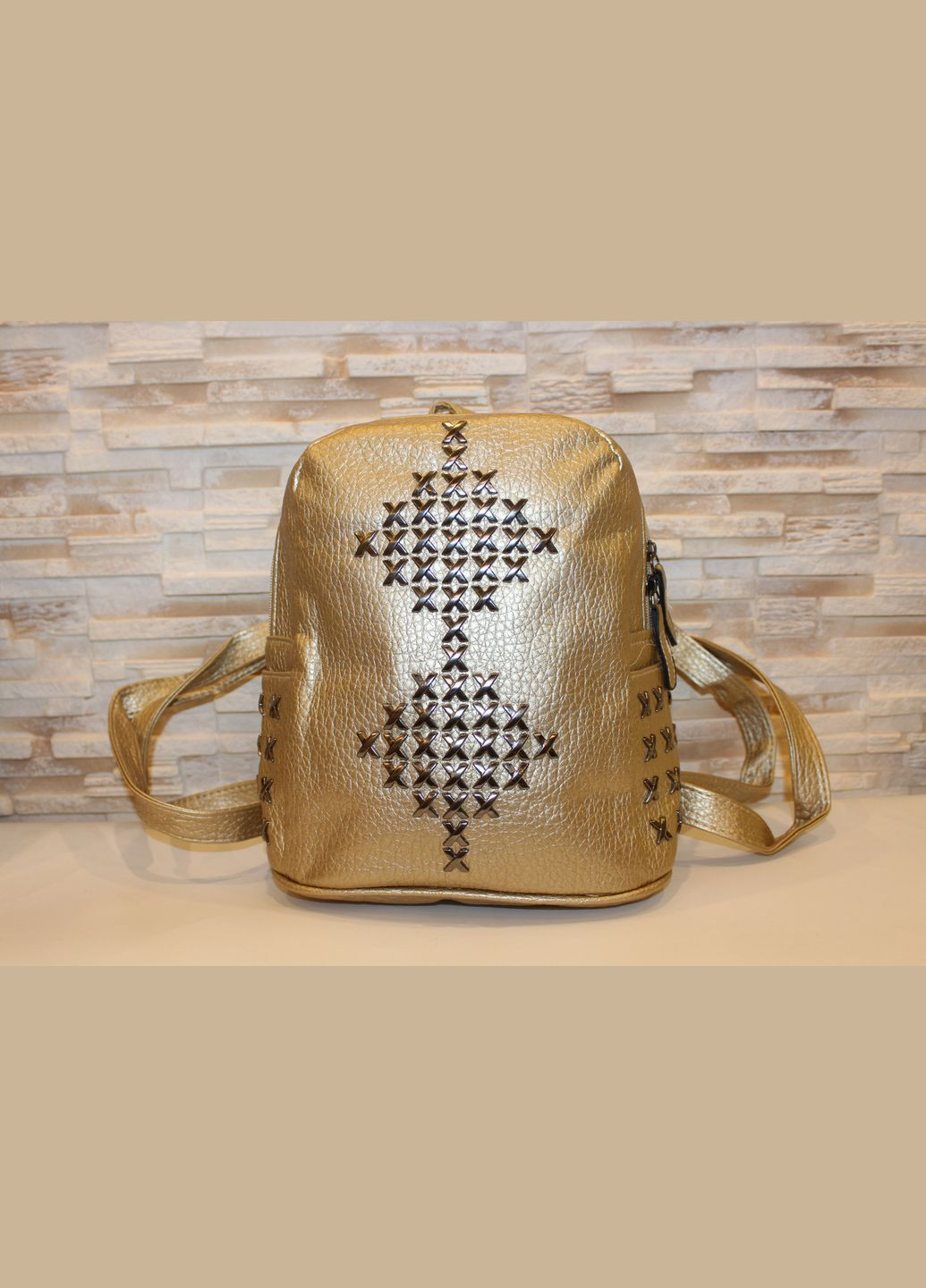 Рюкзак жіночий золотистий No Brand Рюкзак для міста (340404878)