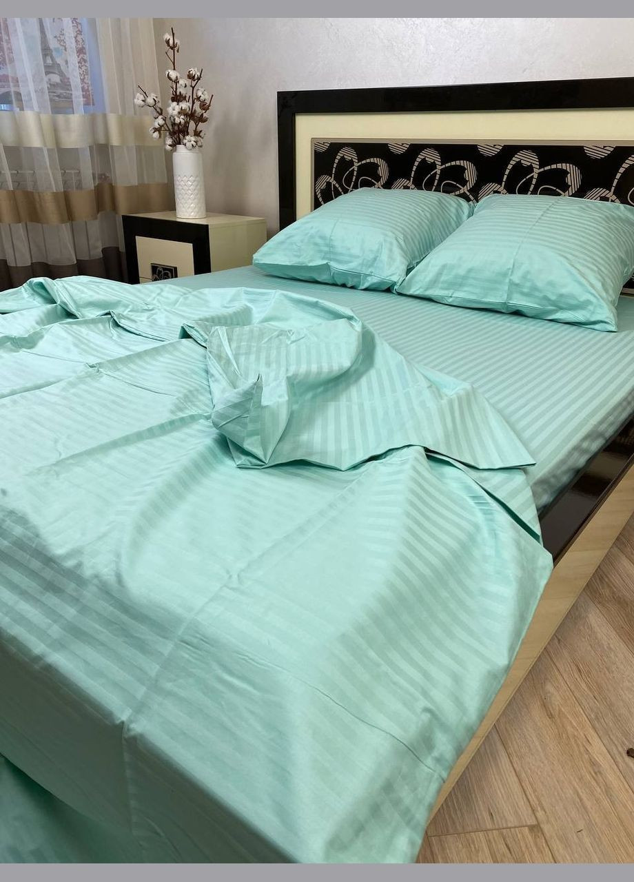 Постельное белье хлопковое в полоску Двуспальное 180 x 220 Страйп сатин 70 x 70 Капучино No Brand (332796701)