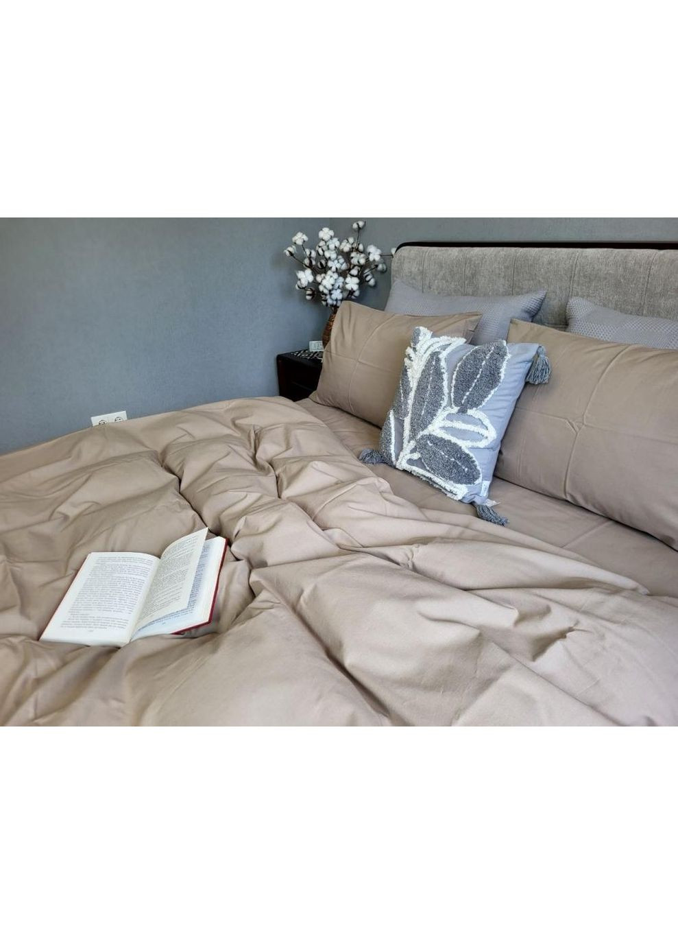 Постільна білизна з резинкою Бежевий, бязь Двухспальний розмір, наволочки 70/70 No Brand (363189953)