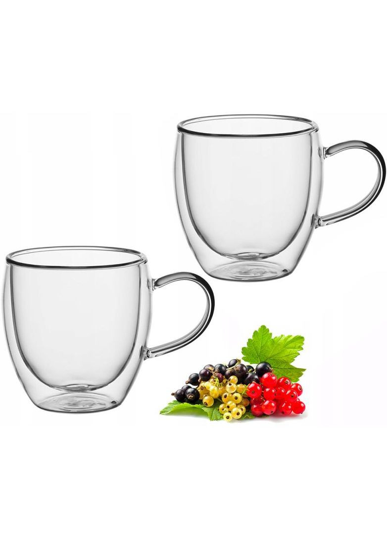 Набір скляних термочашок 250мл з подвійними стінками для чаю та кави термокухлі Kamille (368986601)