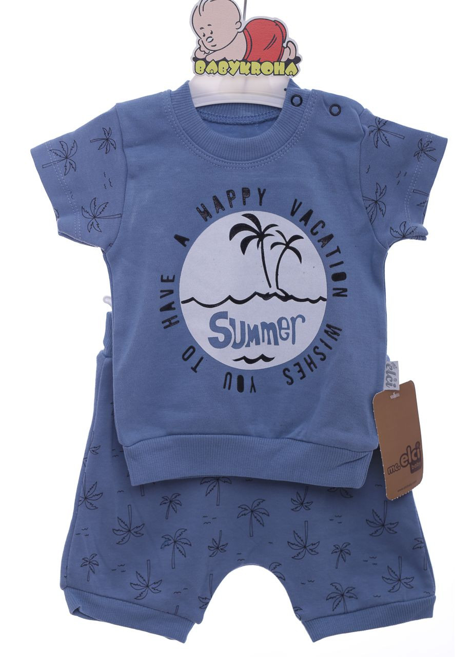 Блакитний літній шорти з футболкою для хлопчика summer блакитний 62 см (43480) BABYKROHA