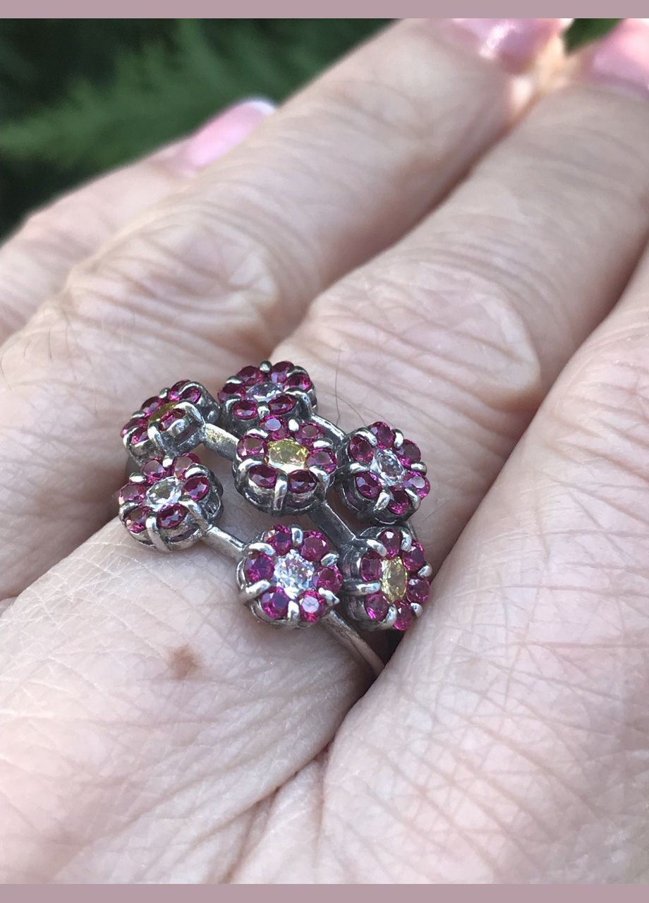 Кольцо серебряное с цирконием Герань 2112411, размер No Brand (317577852)