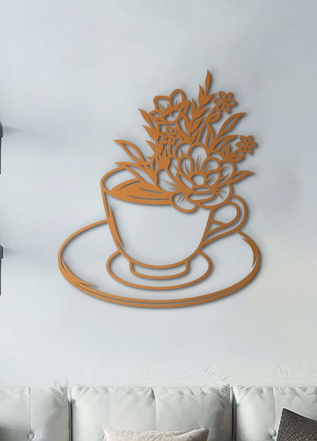 Деревянная картина на кухню, декоративное панно из дерева "Цветочный кофе", минималистичный стиль 60х70 см Woodyard (292013473)