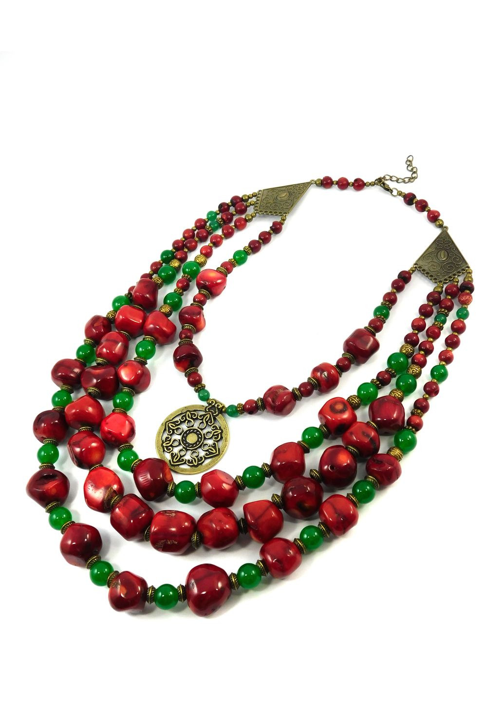 Ожерелье "Маковые поля" Корал, Хризопраз Fursa fashion (322314457)