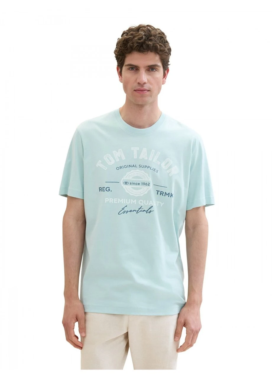 Комбинированная футболка logo tee men's t-shirt 1037735хх30463 l синий 1037735хх30463 Tom Tailor