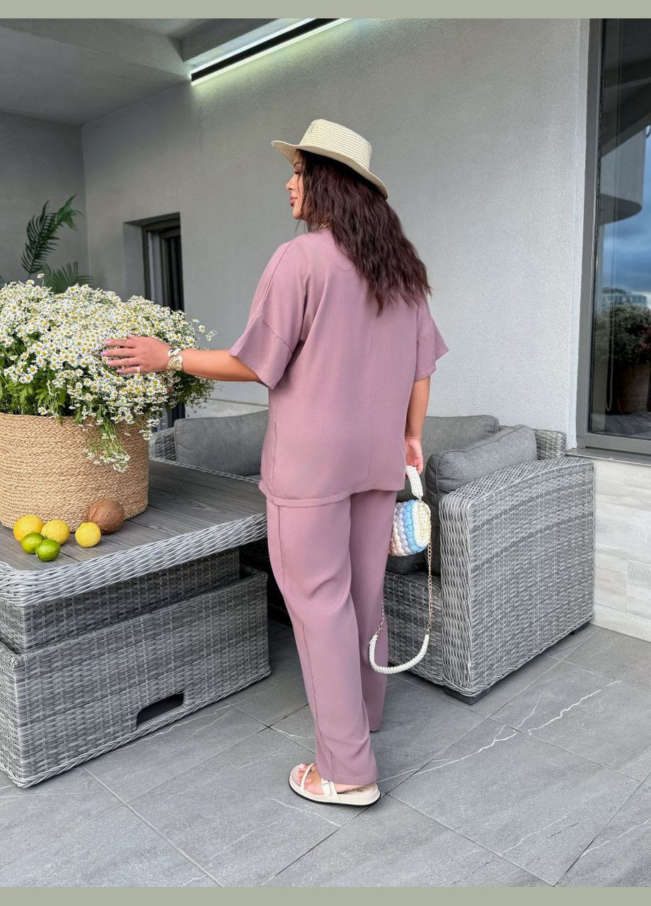 Женский легкий прогулочный костюм пудрового цвета 33405 No Brand (334878484)