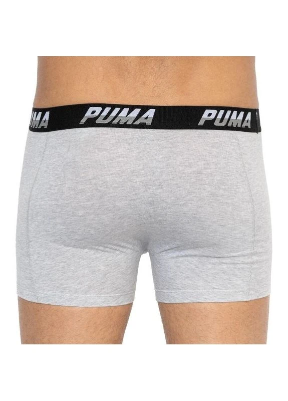 Трусы (боксерки) серо-бело-черные, серые (2 пары) 501003001-200 Puma LOGO AOP BOXER 2P (397847674)