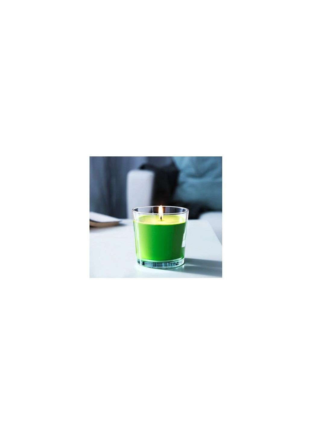 Ароматична свічка у склянці зелене яблуко зелений 9 см IKEA (277964869)