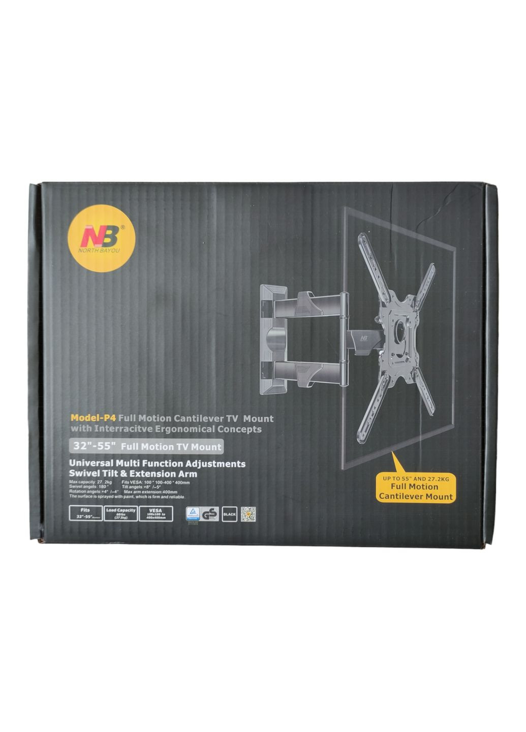 Кріплення для телевізора North Bayou P4 (P40) 32" - 55", похило-поворотний, Настінний NB (322141630)