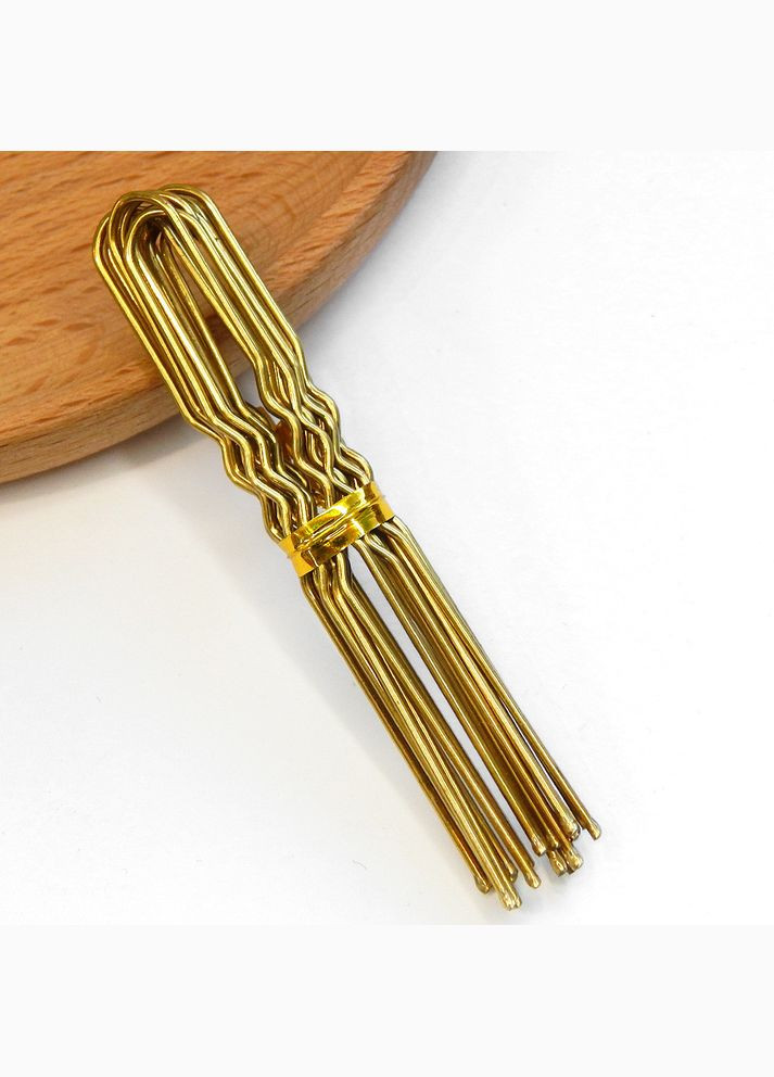 Заколки для волос металлические, 7 см, золото, 10 шт. No Brand (340486603)