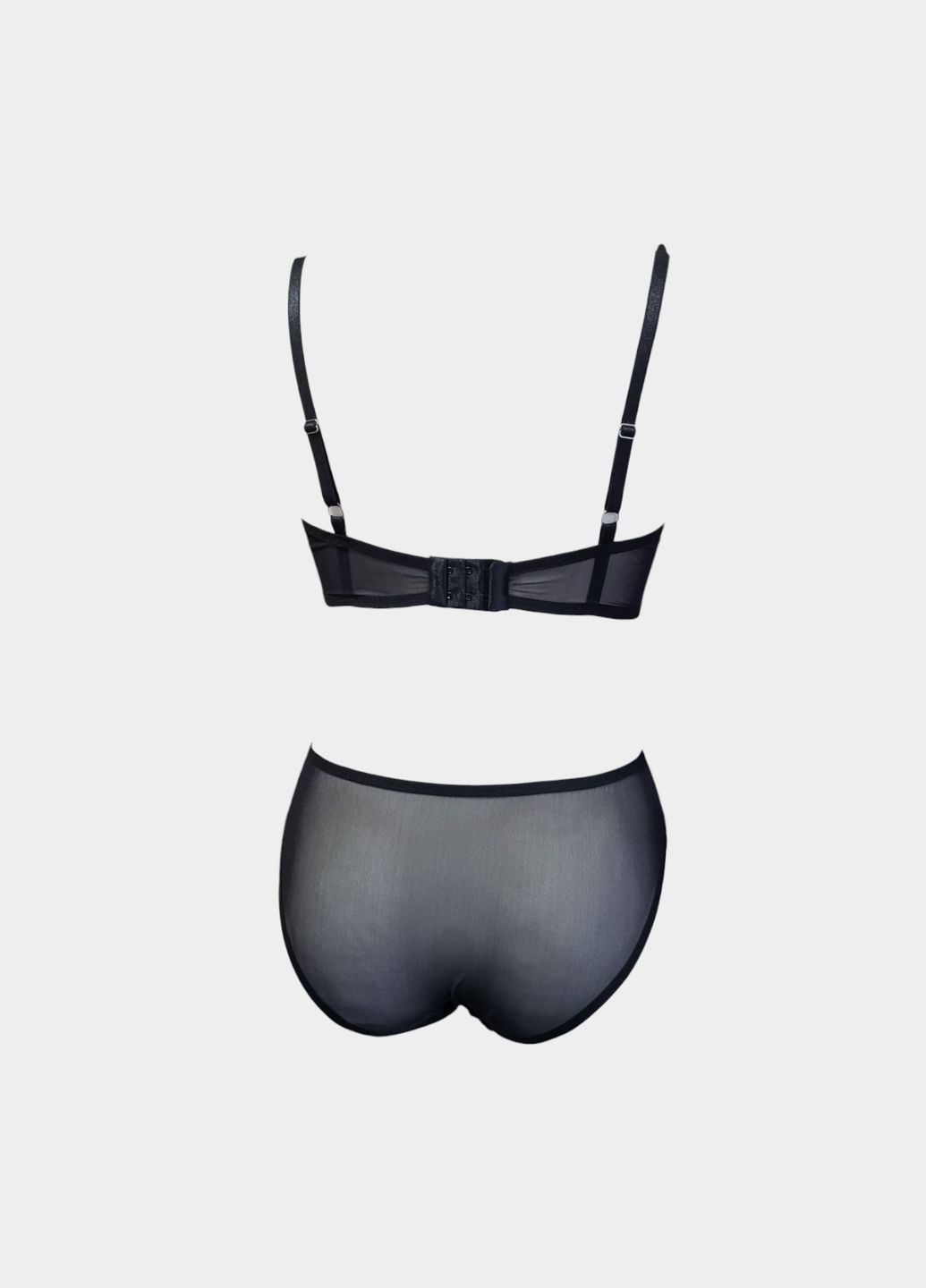 Чорний демісезонний комплект жіночої білизни Handmade Бра та сліпи