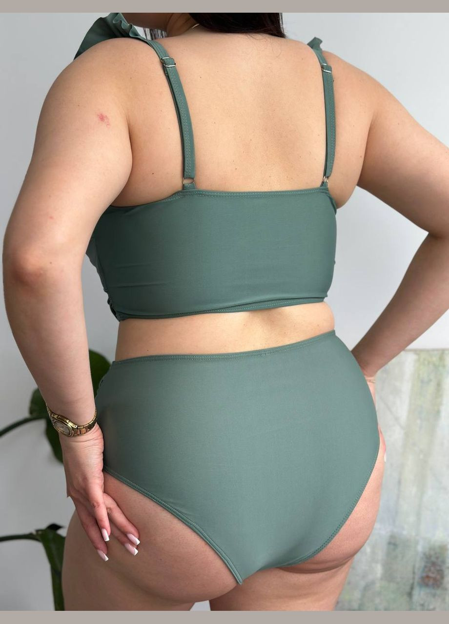 Оливковый летний комфортный и стильный купальник раздельный Vakko