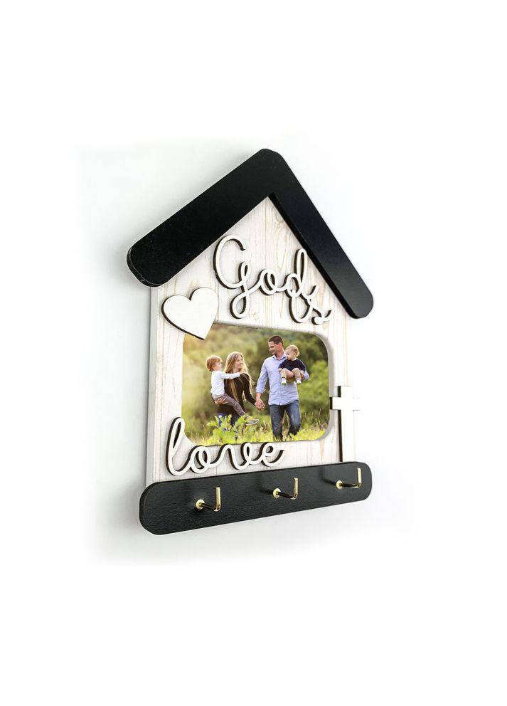 Декоративна ключниця-рамка для фото God is love (Біла прямокутна) хрклрам0008бпа Тур-Колекшн (355465956)
