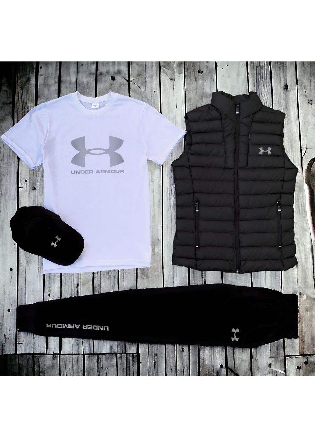 Спортивный комплект ФЛИС (штаны+футболка+кепка+жилетка) No Brand (364813823)