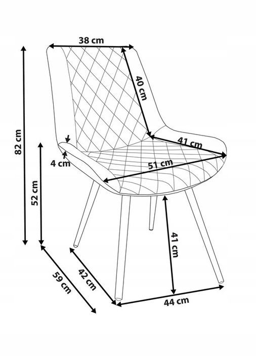 Обідній стілець Lagos велюровий чорний. Стиль - гламур No Brand (347311602)