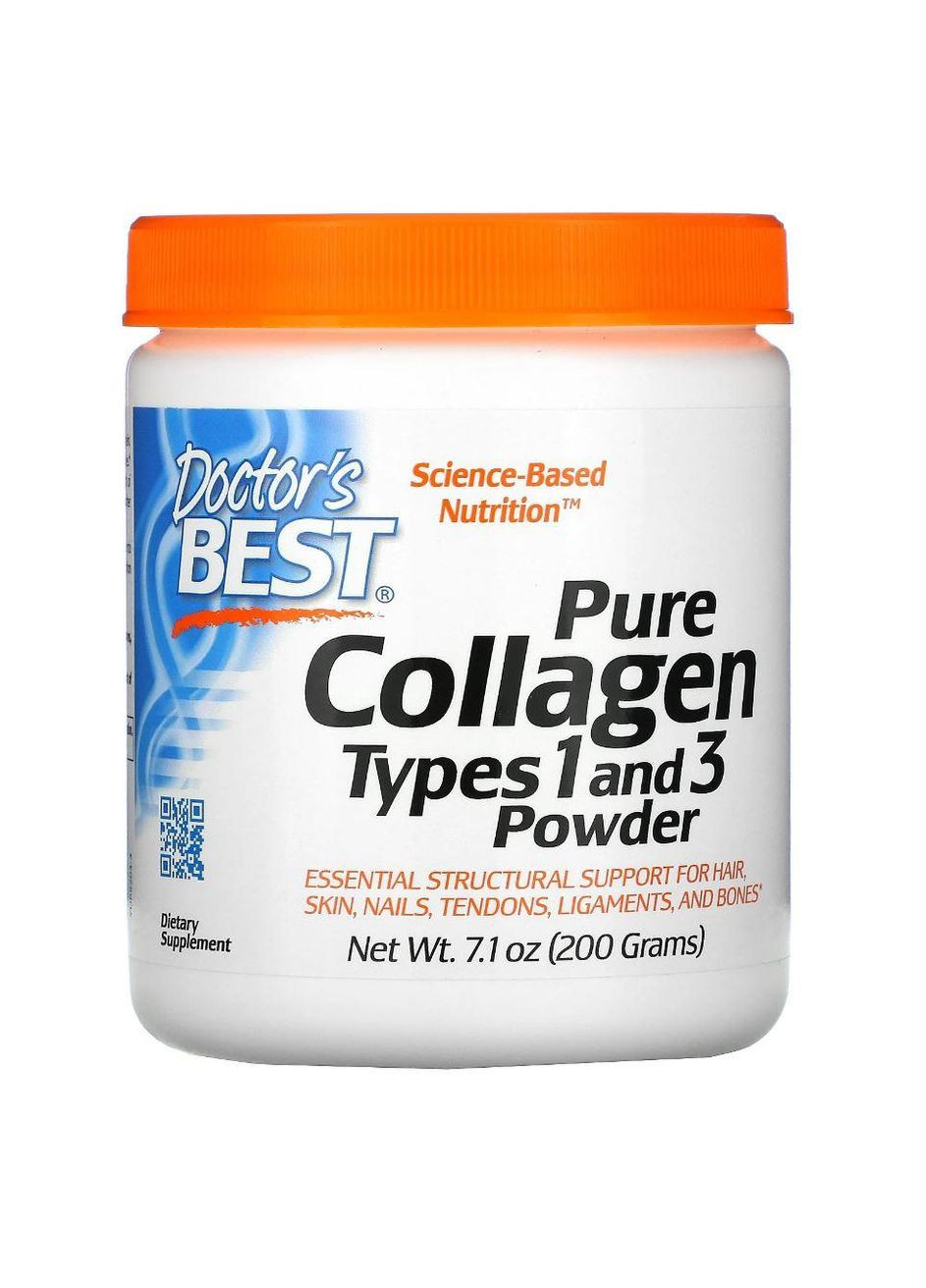 Чистий Колаген типів 1 і 3 Pure Collagen для сухожиль зв'язок кісток шкіри волосся в порошку 200 г Doctor's Best (264661554)