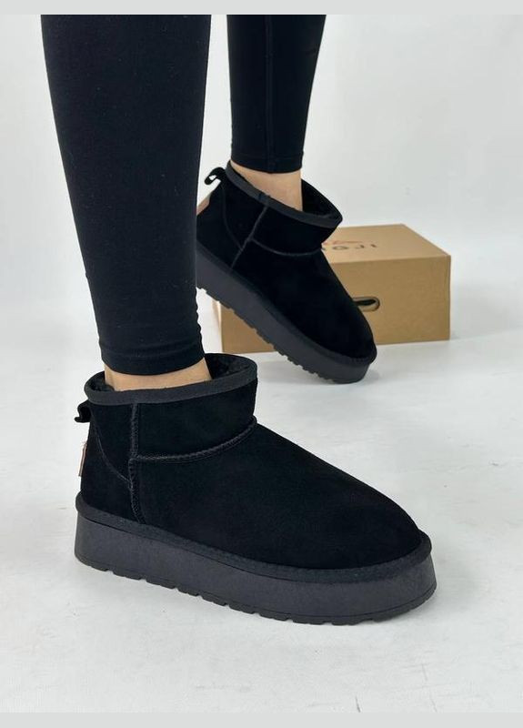 Замшеві уггі на платформі, уггі платформа, угги чорі Hengji (302087210)